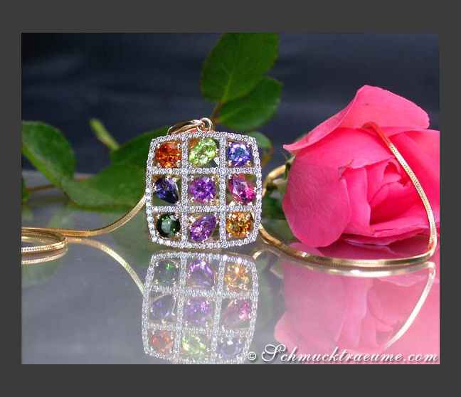Fabulous Multicolor Gemstone Pendant with Diamonds Fabulous Multicolor Gemstone Pendant with Diamonds