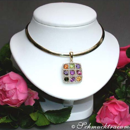 Multicolor Edelstein Anhänger mit Brillanten