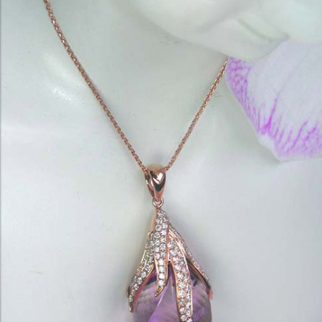 Tremendous Amethyst Pendant with Diamonds