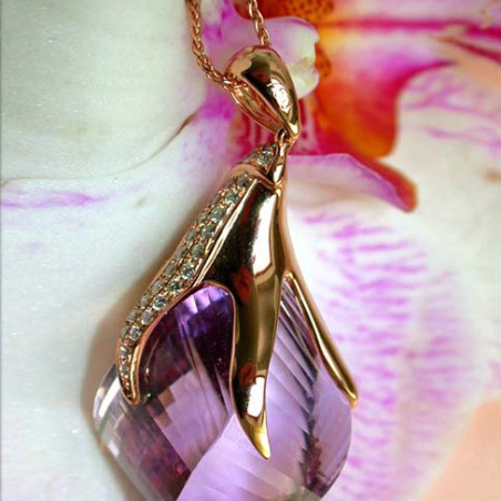 Tremendous Amethyst Pendant with Diamonds