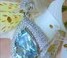 Huge Aquamarine Pear Pendant with Diamonds