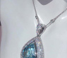 Huge Aquamarine Pear Pendant with Diamonds