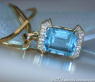 Pretty Blue Topaz Diamond Pendant