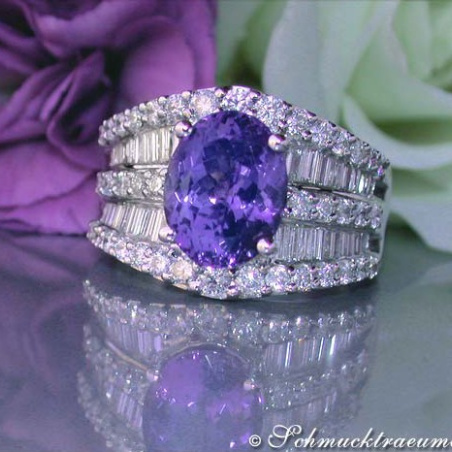 Tansanit Ring mit Brillanten & Diamanten