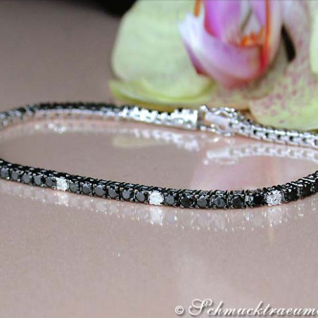 Tennis Armband mit Brillanten & schwarzen Diamanten