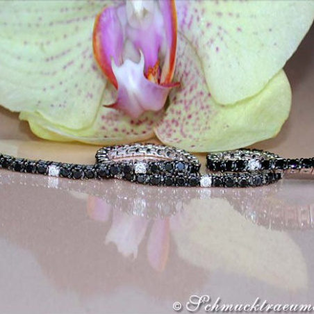 Tennis Armband mit Brillanten & schwarzen Diamanten