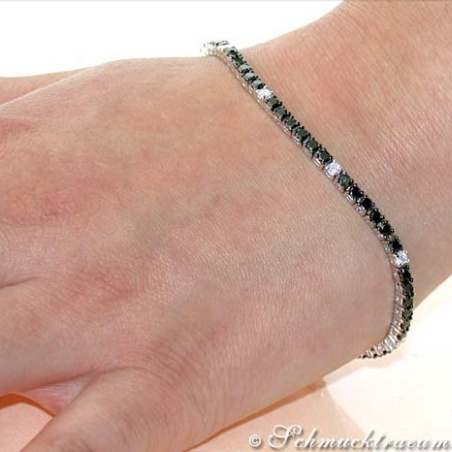 Tennis Armband mit Brillanten & schwarzen Diamanten