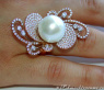 Fantastic Southsea Pearl Ring with Diamonds