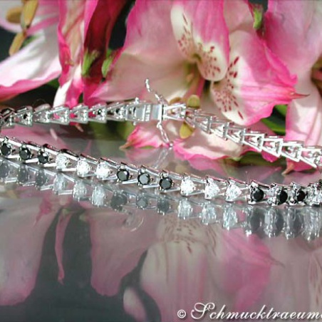 Tennisarmband mit schwarzen Diamanten & Brillanten