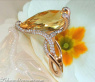 Glamorous Citrine Pear Ring with Diamonds