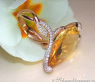 Glamorous Citrine Pear Ring with Diamonds