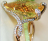 Glamorous Citrine Pear Ring with Diamonds