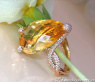 Glamorous Citrine Pear Ring with Diamonds