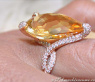 Glamorous Citrine Pear Ring with Diamonds