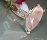 Exquisite Rose Quartz Pear Ring With Diamonds