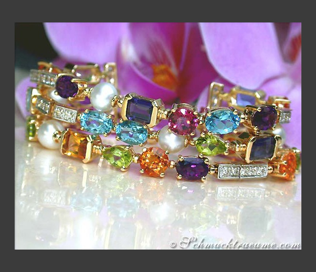 Exquisite Multicolor Diamond Pearl Bracelet Exquisite Multicolor Diamond Pearl Bracelet