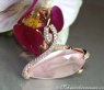 Exquisite Rose Quartz Pear Ring With Diamonds