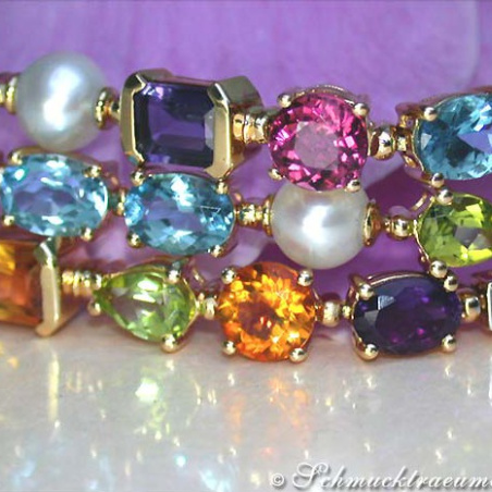 Exquisite Multicolor Diamond Pearl Bracelet