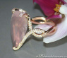 Exquisite Rose Quartz Pear Ring With Diamonds