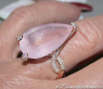 Exquisite Rose Quartz Pear Ring With Diamonds