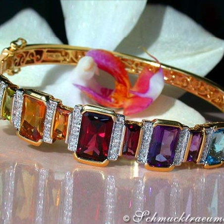 Gorgeous Multicolor Gemstone Diamond bangle