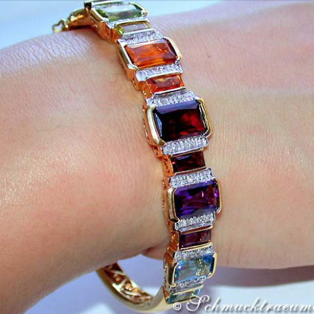 Gorgeous Multicolor Gemstone Diamond bangle