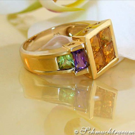 Citrin Amethyst Peridot Ring