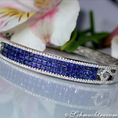 Stately Sapphire Bangle with Diamonds