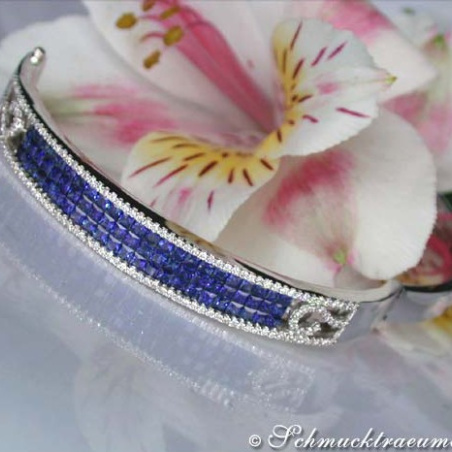 Stately Sapphire Bangle with Diamonds