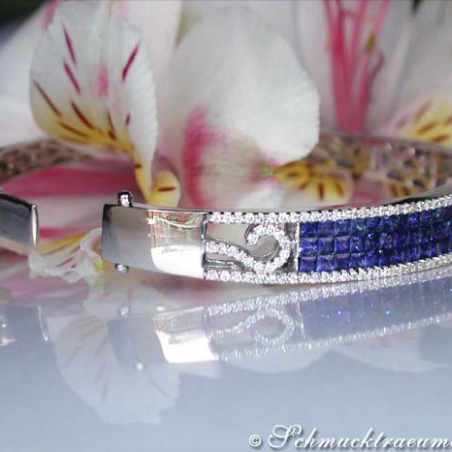 Stately Sapphire Bangle with Diamonds