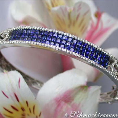 Stately Sapphire Bangle with Diamonds