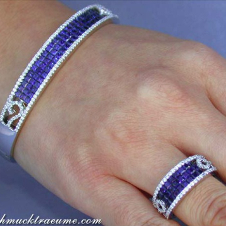 Stately Sapphire Bangle with Diamonds