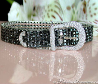 Terrific Black & White Diamond Belt Bracelet