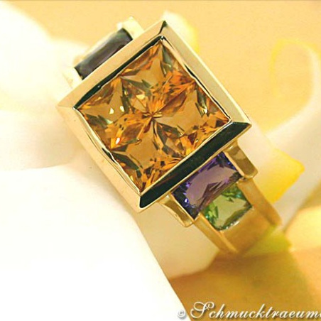 Citrin Amethyst Peridot Ring