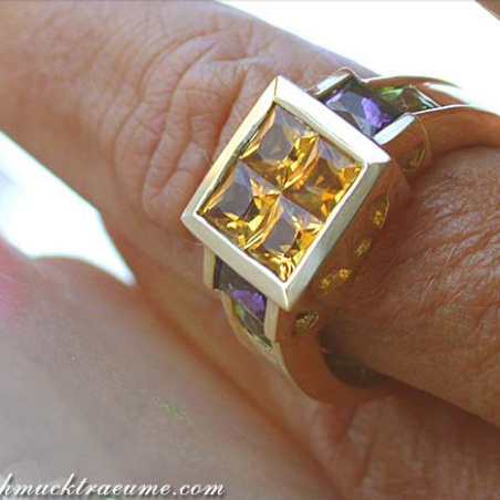 Citrin Amethyst Peridot Ring