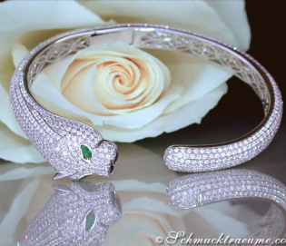Opulent Diamond Panther Bangle