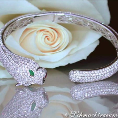Opulent Diamond Panther Bangle