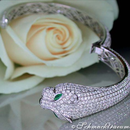 Opulent Diamond Panther Bangle