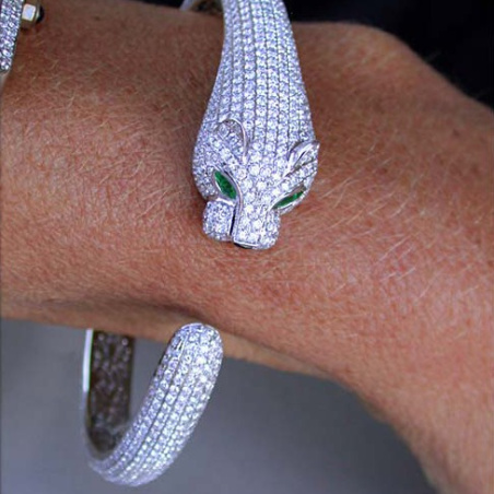 Opulent Diamond Panther Bangle