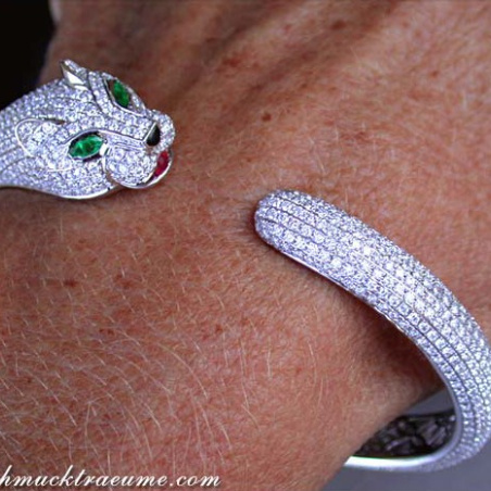 Opulent Diamond Panther Bangle