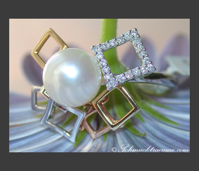 Tricolor Cultured Pearl Diamond Ring Tricolor Cultured Pearl Diamond Ring