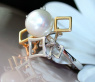 Tricolor Cultured Pearl Diamond Ring