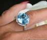 Exquisite Blue Topaz Ring with Diamonds