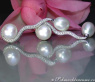 Curved cultured pearls diamonds stud earrings