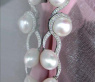 Curved cultured pearls diamonds stud earrings