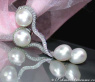 Curved cultured pearls diamonds stud earrings