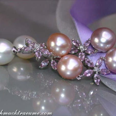Magnificent Pastel Freshwater Pearl Earrings with Sapphires