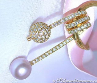 Freshwater Pearl Pendant with Diamond Pave Ball
