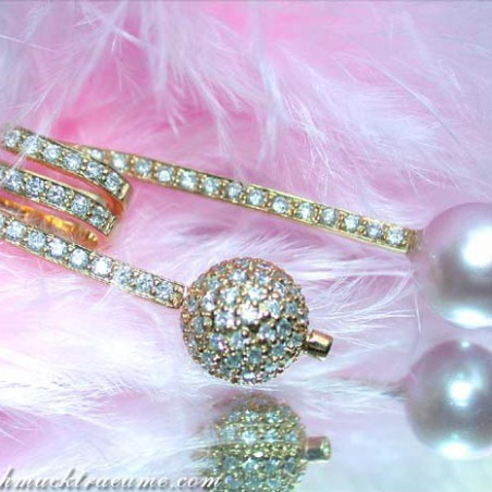 Freshwater Pearl Pendant with Diamond Pave Ball