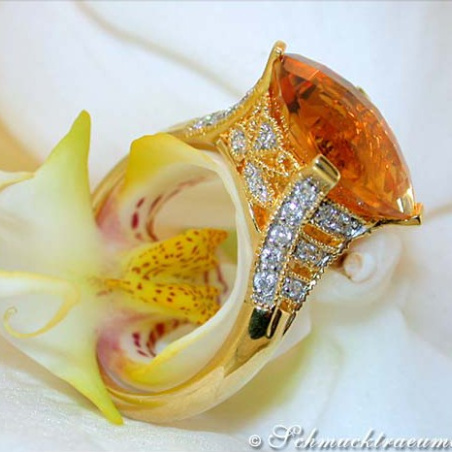 Radiant Citrine Ring with Diamonds